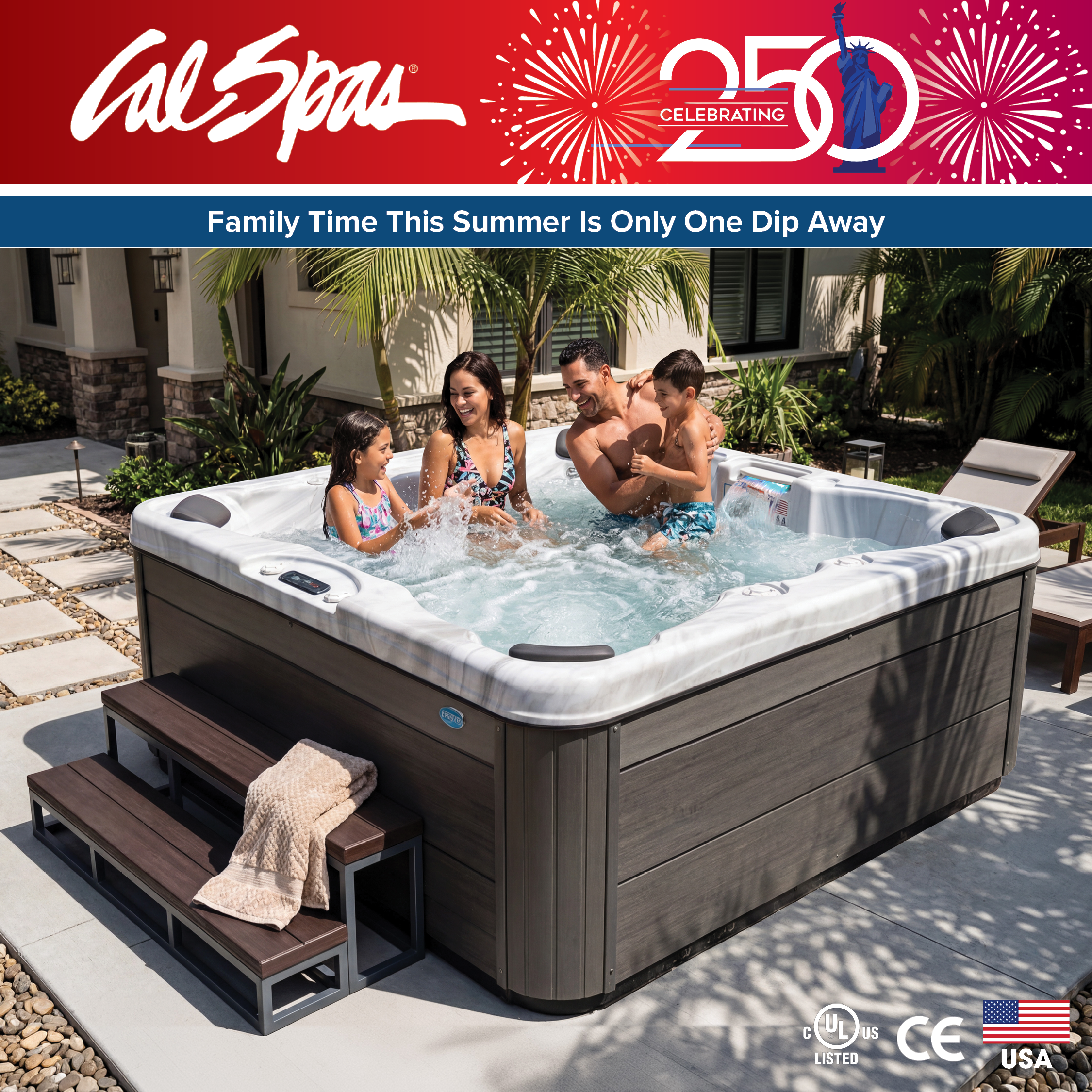 Calspas hot tub being used in a family setting - Antioch